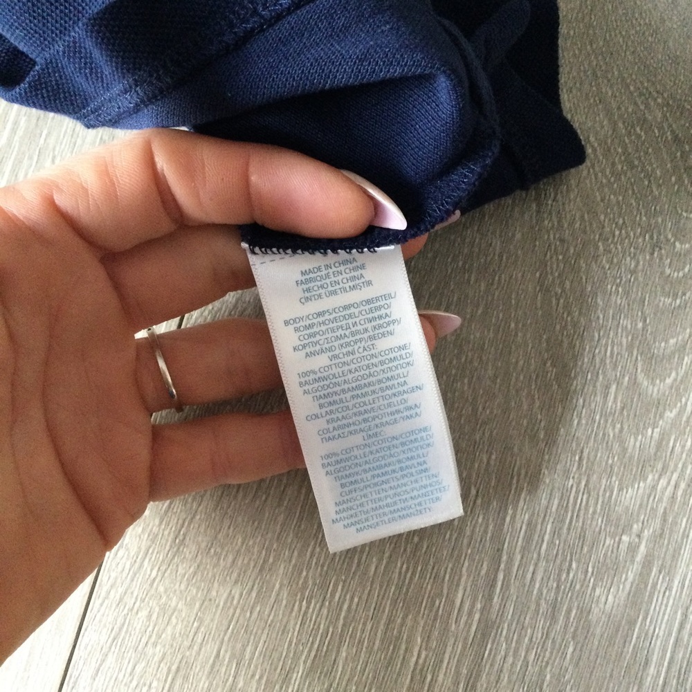 Ralph Lauren Blue Oversized Logo Polo Shirt 100% Cotton Pique Size 12 Months - Picture 7 of 7